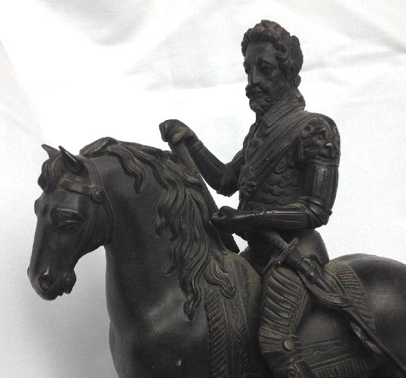 pair of antique 1800's bronze horse men figures possibly Dick Turpin and Don Quixote
